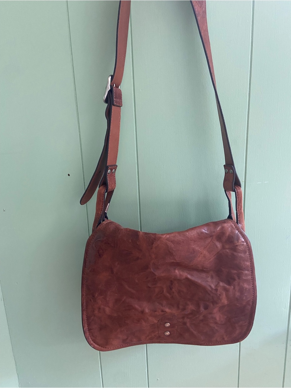 Frye Distressed Brown Leather Shoulder Bag